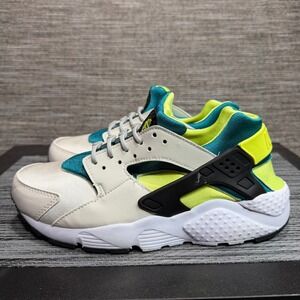 Nike Sneakers Kids 7Y White Teal Volt Air Huarache 654275-045 Heel Strap Sporty
